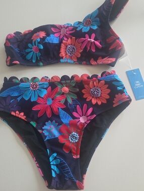 Cupshe Girls Floral Two-Piece Swim Set in Multi-Color NWT